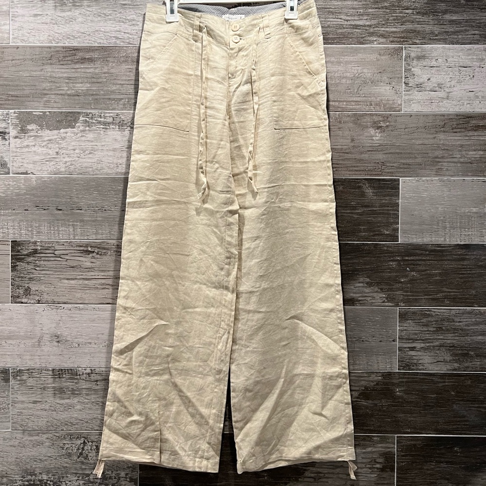 Love Tree Cream Pants 100% Linen Size Medium